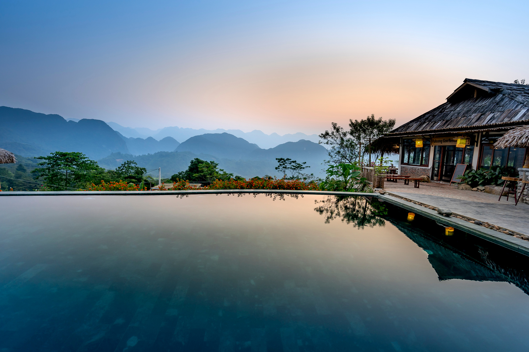 Swimming pool in tropical resort